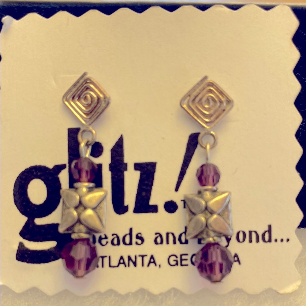 Glitz Sterling Silver and Purple Earrings Brand new handcrafted